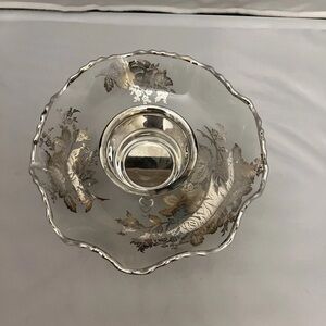 Elegant Silver Floral Glass Bowl